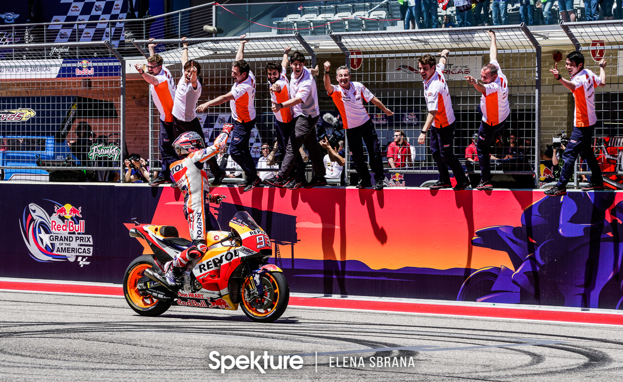 Earchphoto - Marc Marquez wins the MotoGP race in Austin, TX.