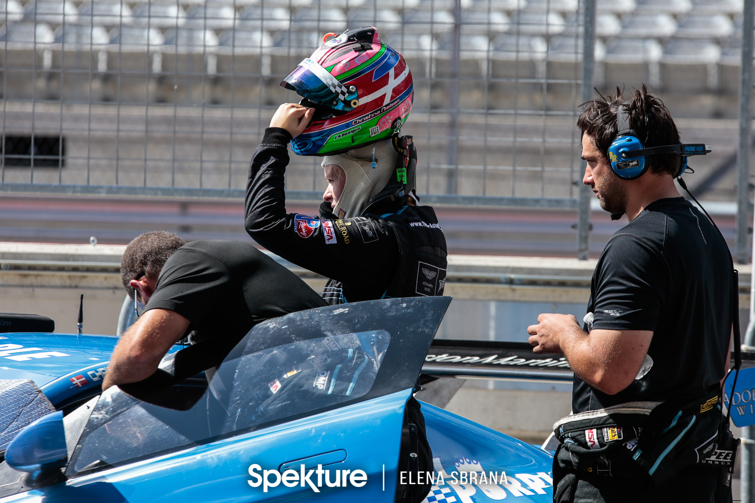 Earchphoto - Christina Nielsen getting ready for a race with Team TRG. 