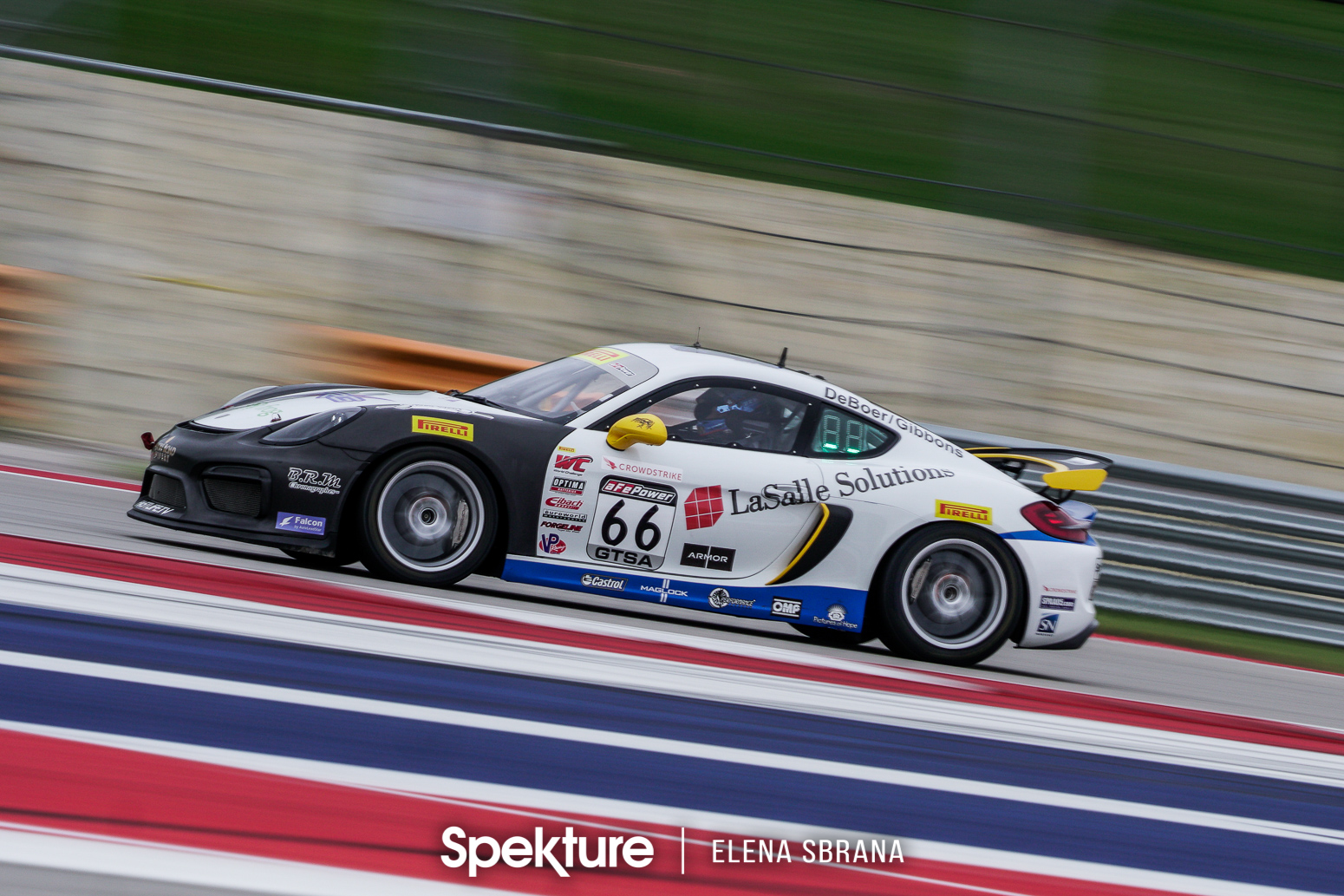 Earchphoto - The TRG Porsche on the track at COTA. 