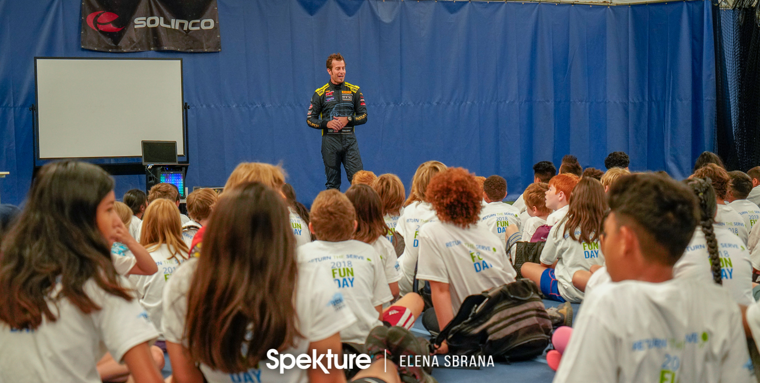 Earchphoto - Derek De Boer speaking to young athletes. 