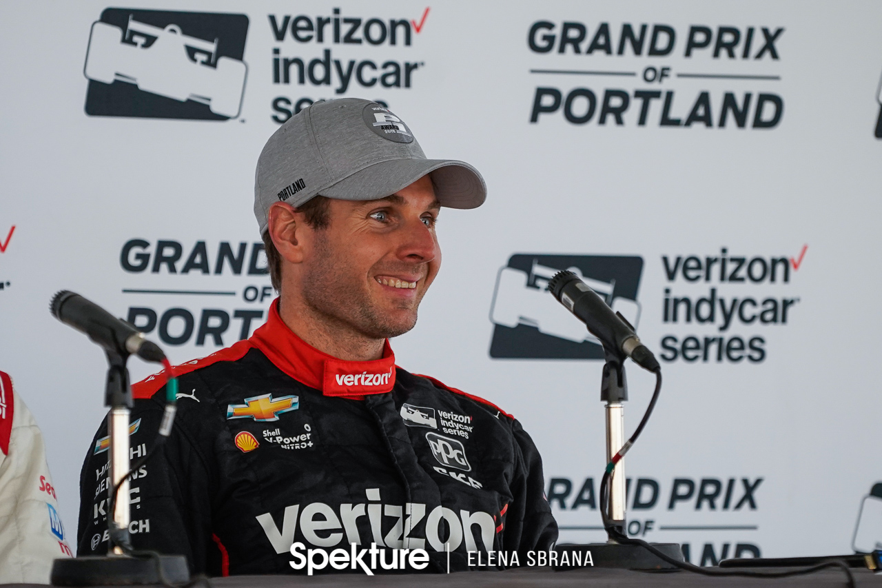 Earchphoto - Will Power during the post-qualifying press conference at the Grand Prix of Portland. 