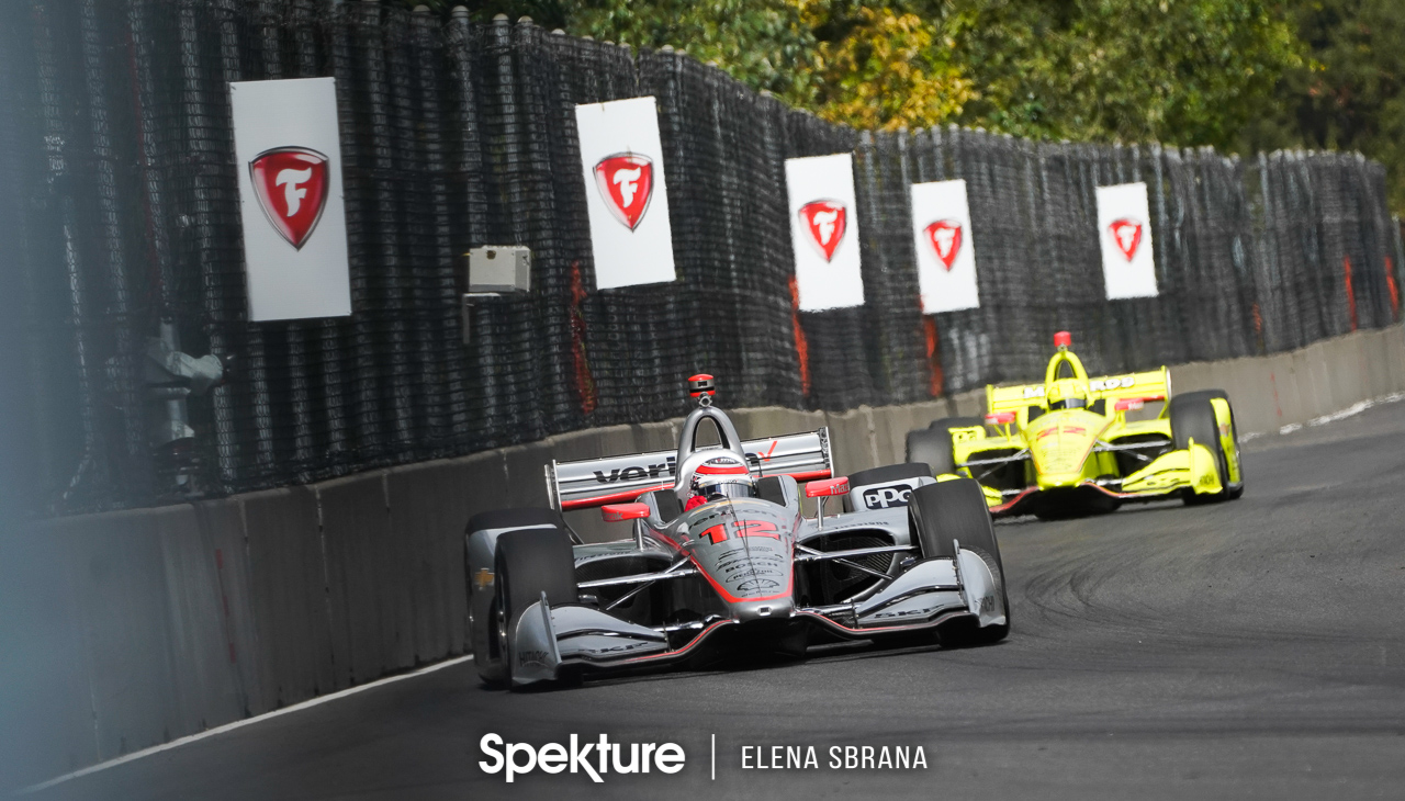 Earchphoto - Will Power leading in fast laps during practice at the Grand Prix of Portland. 
