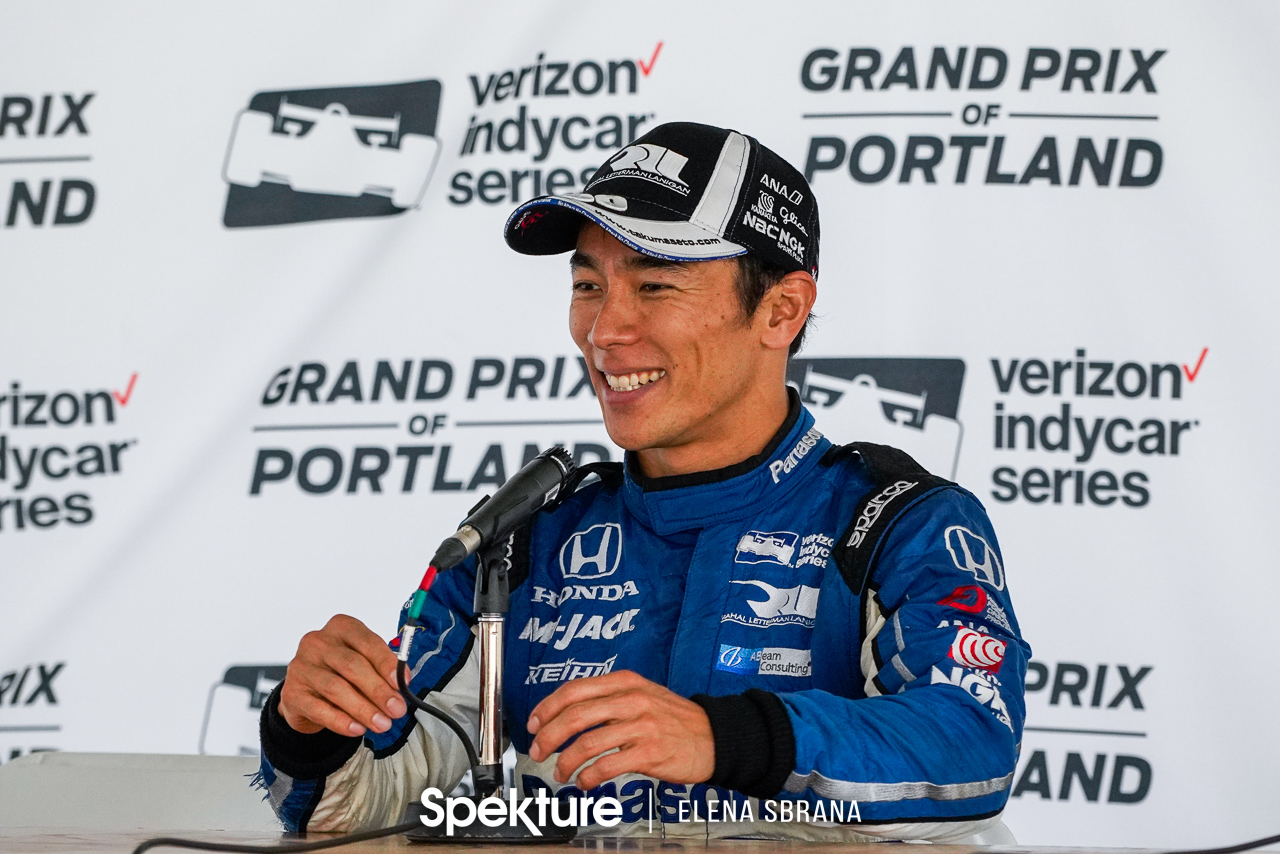 Earchphoto - Takuma Sato during the post-race press conference at the Grand Prix of Portland. Verizon Indycar Series. 